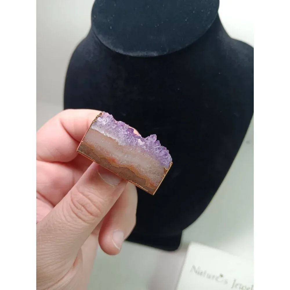 Antique Gold and Amethyst Quartz Crystal Specimen Stone Pin Nature's Jewelry